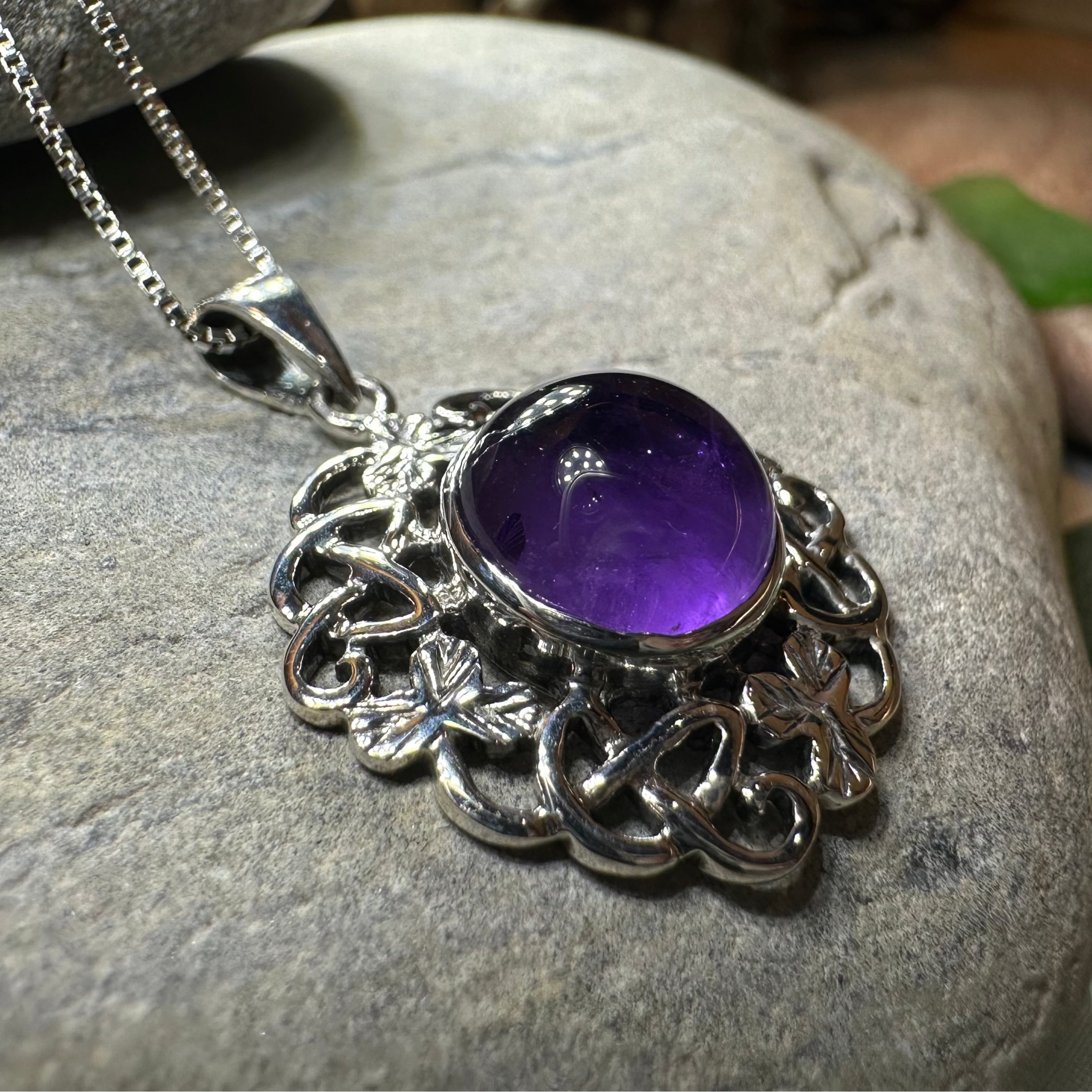 Elana Shamrock Amethyst Necklace