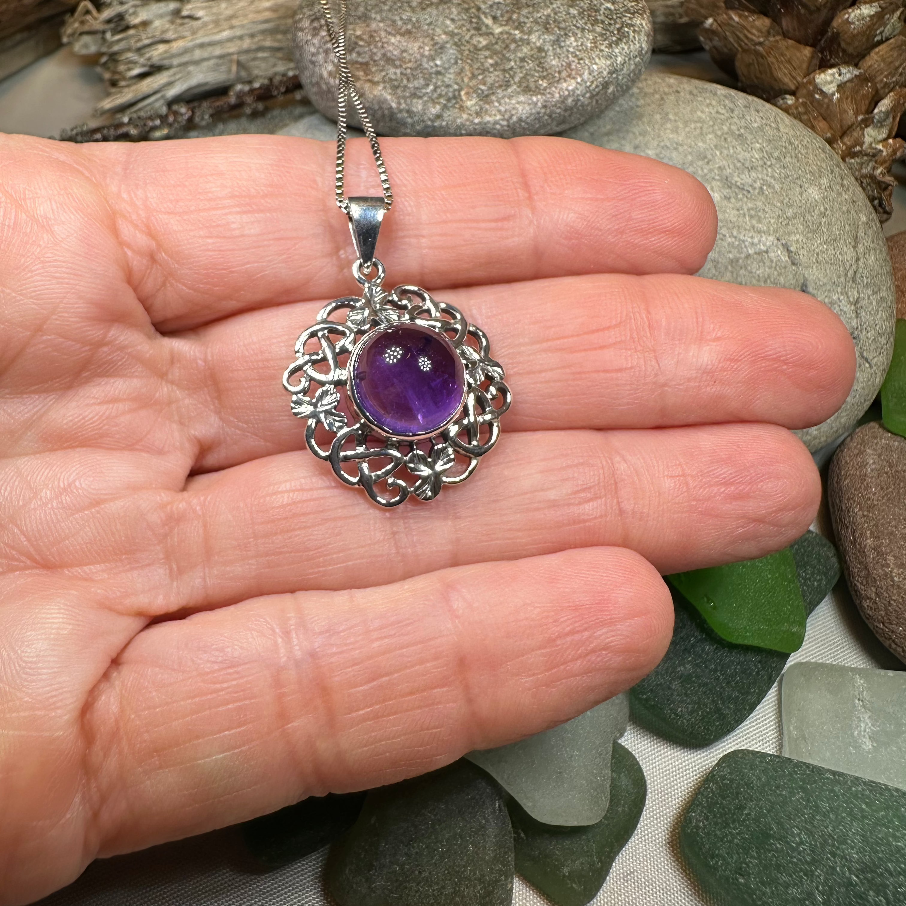 Elana Shamrock Amethyst Necklace