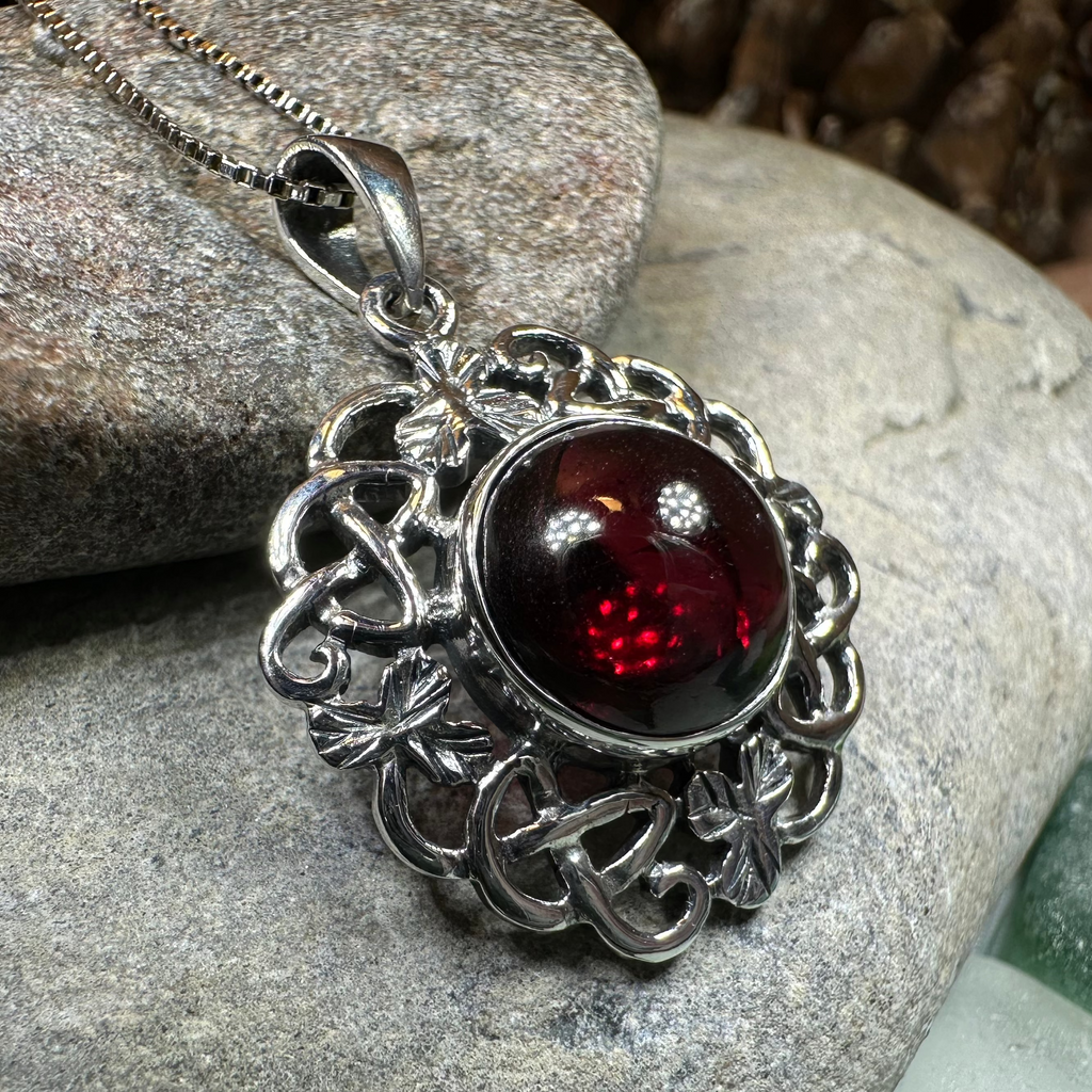 Elena Shamrock Garnet Necklace