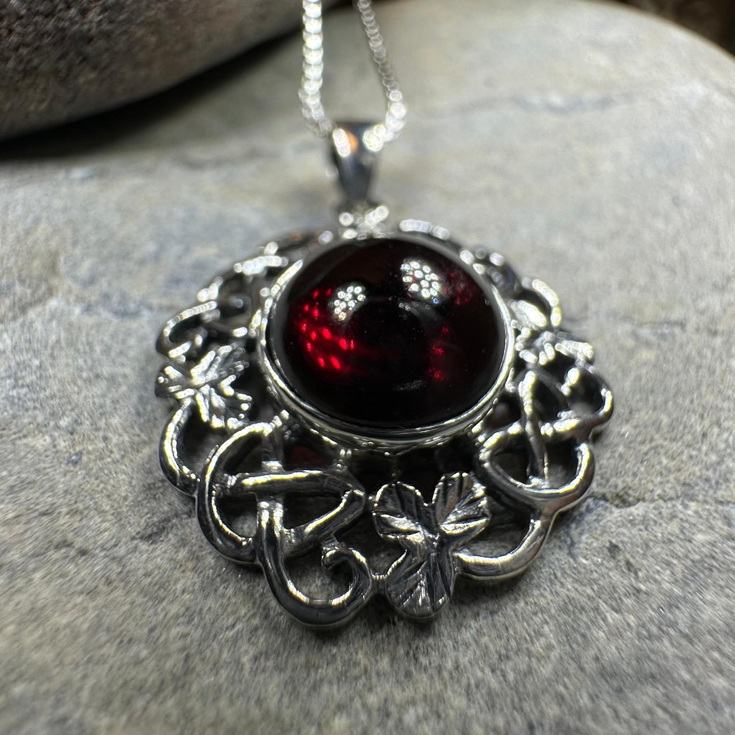 Elena Shamrock Garnet Necklace