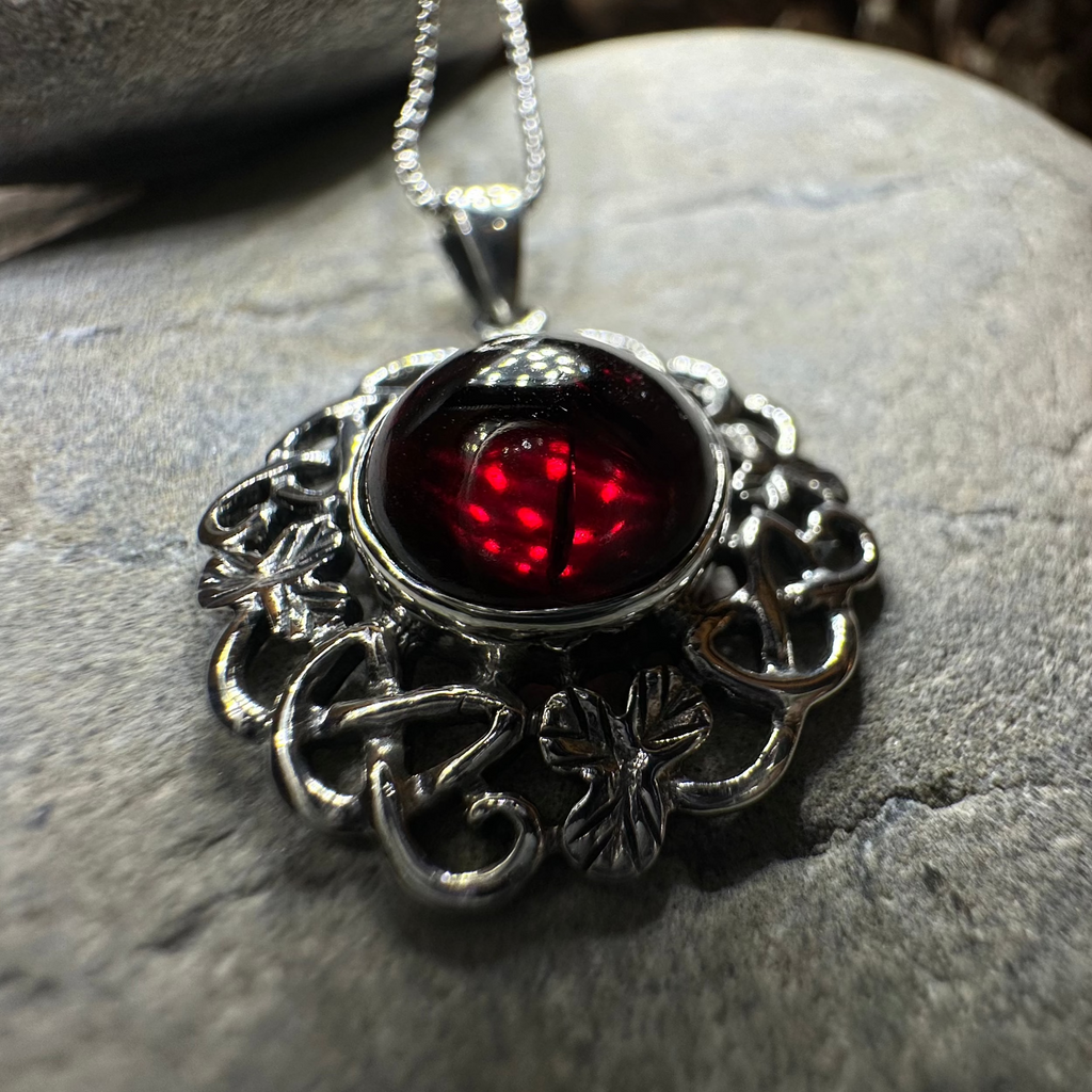 Elena Shamrock Garnet Necklace