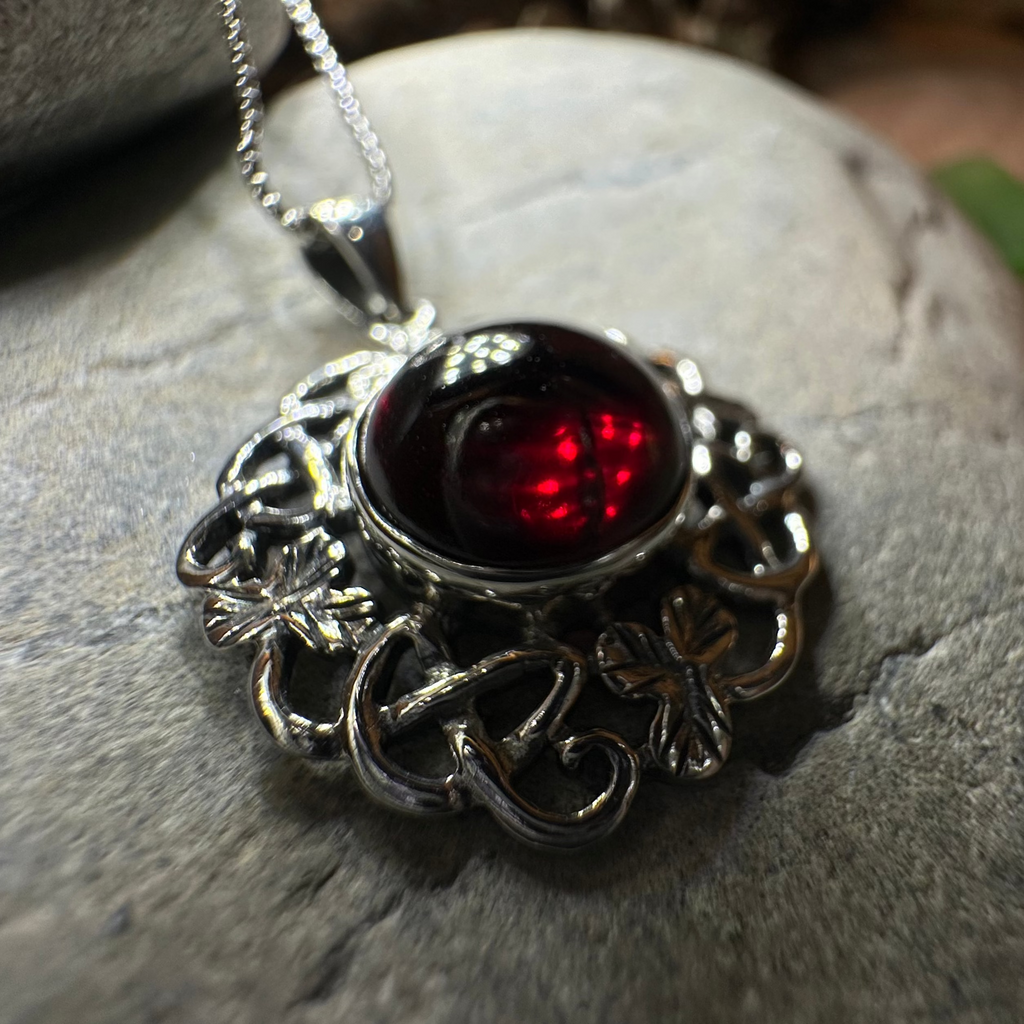 Elena Shamrock Garnet Necklace