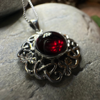 Elena Shamrock Garnet Necklace
