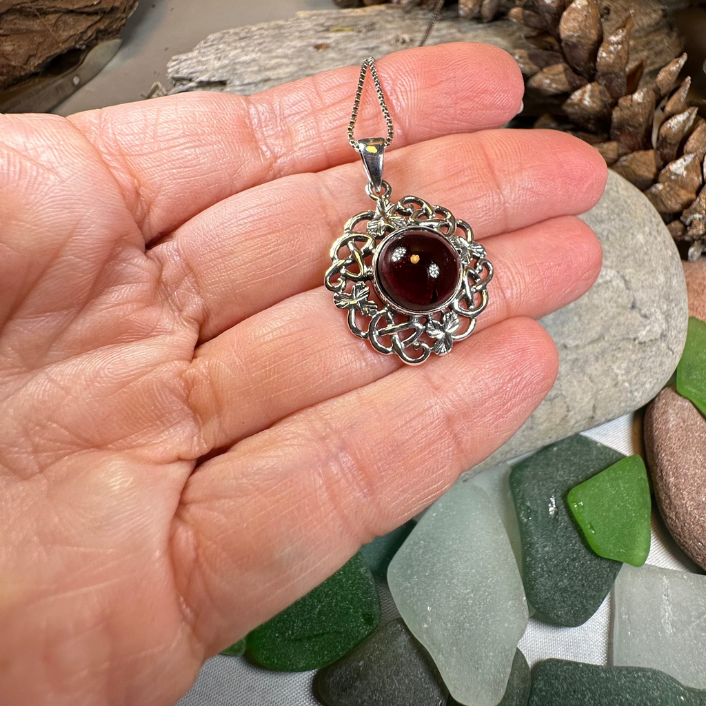 Elena Shamrock Garnet Necklace