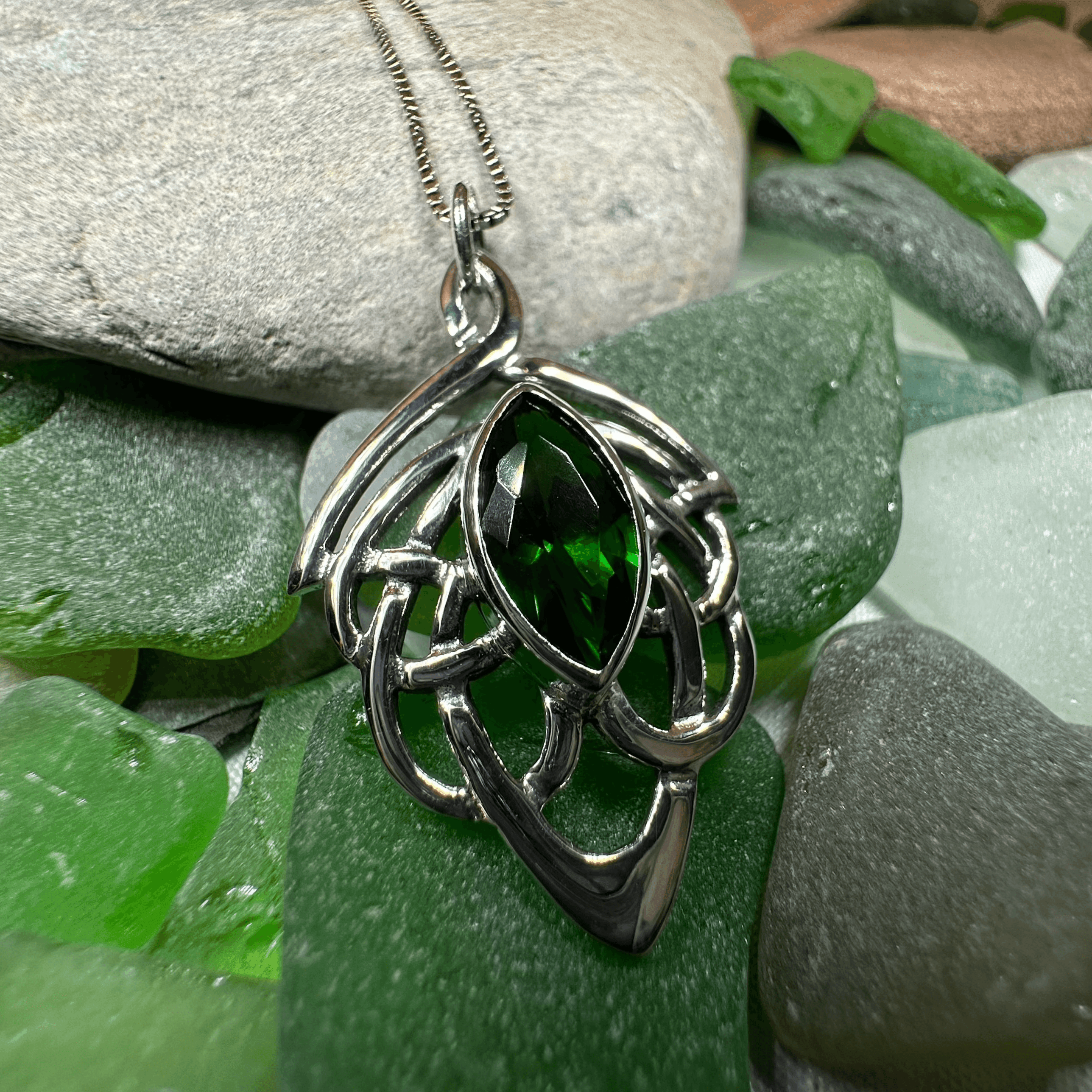 Celtic Dream Celtic Knot Necklace - 18 / Emerald Zirconia