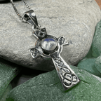 Cecilia Celtic Cross Necklace - 18 / Moonstone