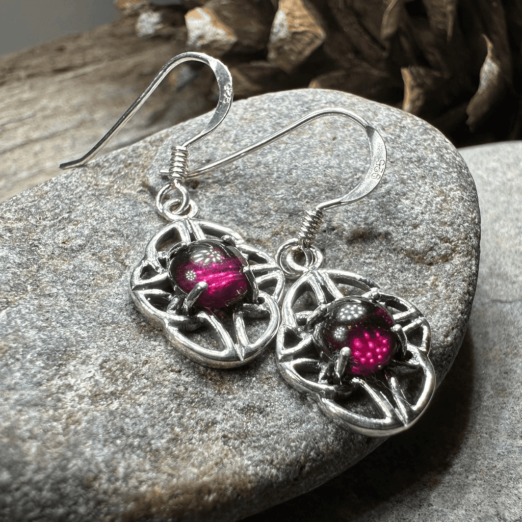 Charis Celtic Knot Earrings - Garnet