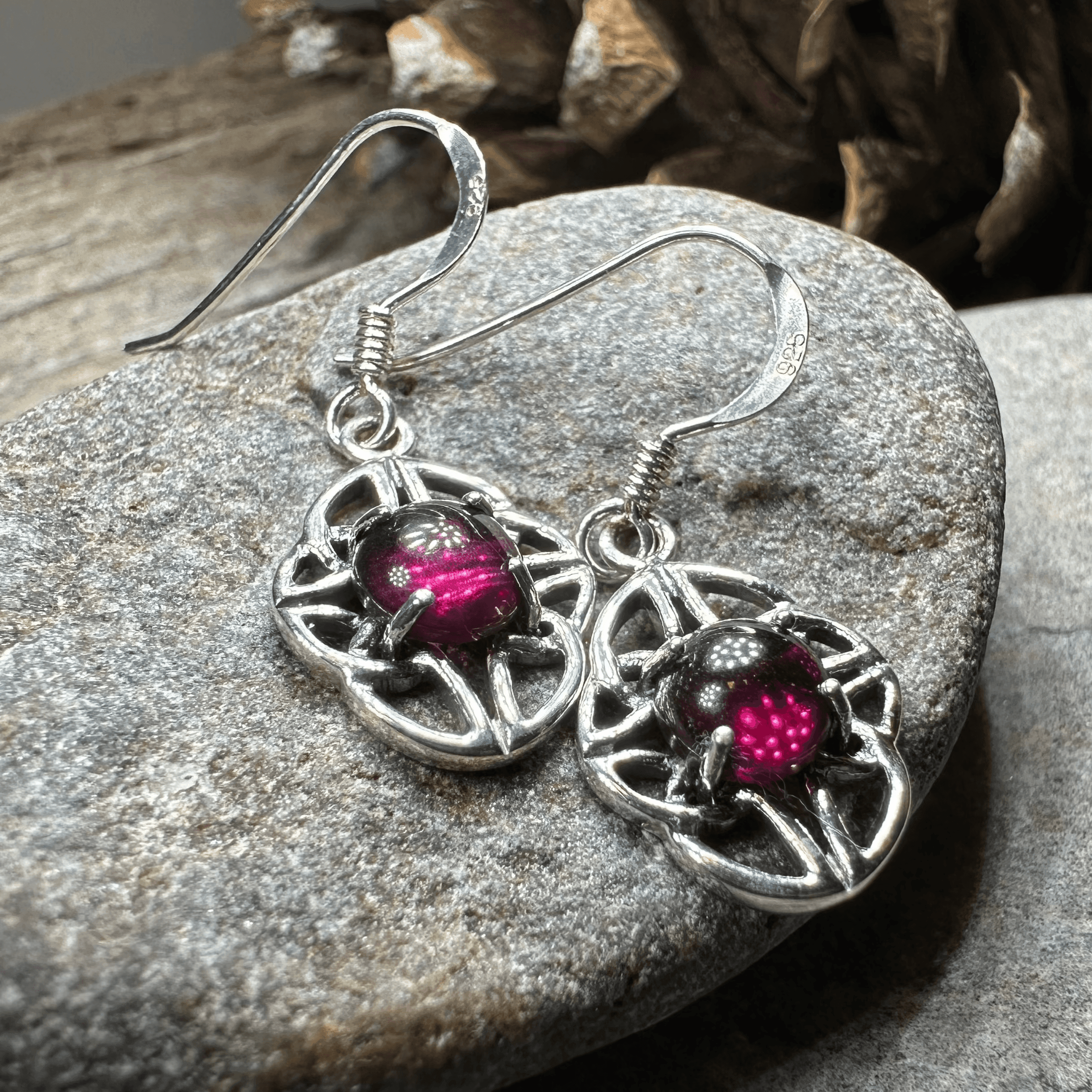 Charis Celtic Knot Earrings - Garnet