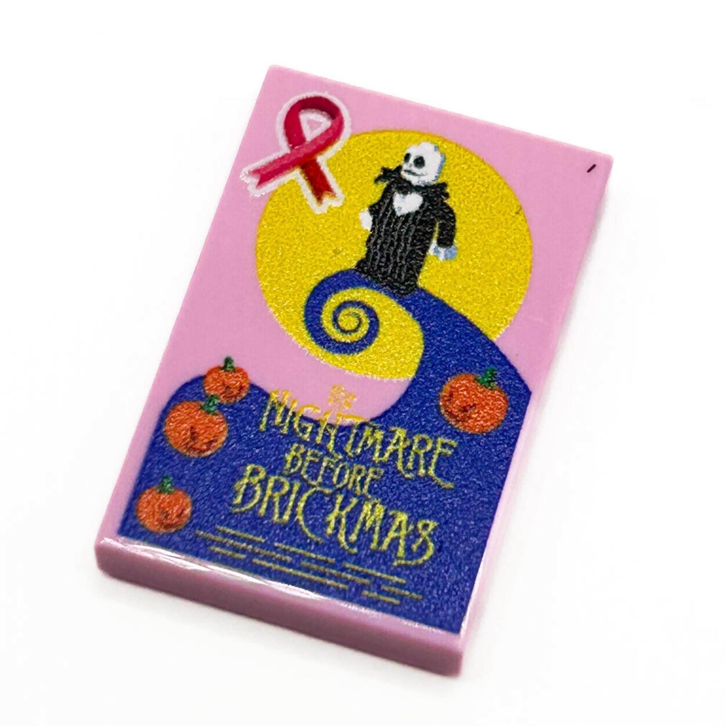 Limited Production! Pink (Break Cancer Awareness) The Nightmare Before Brickmas Movie Cover (2x3 Tile) - B3 Customs - 
