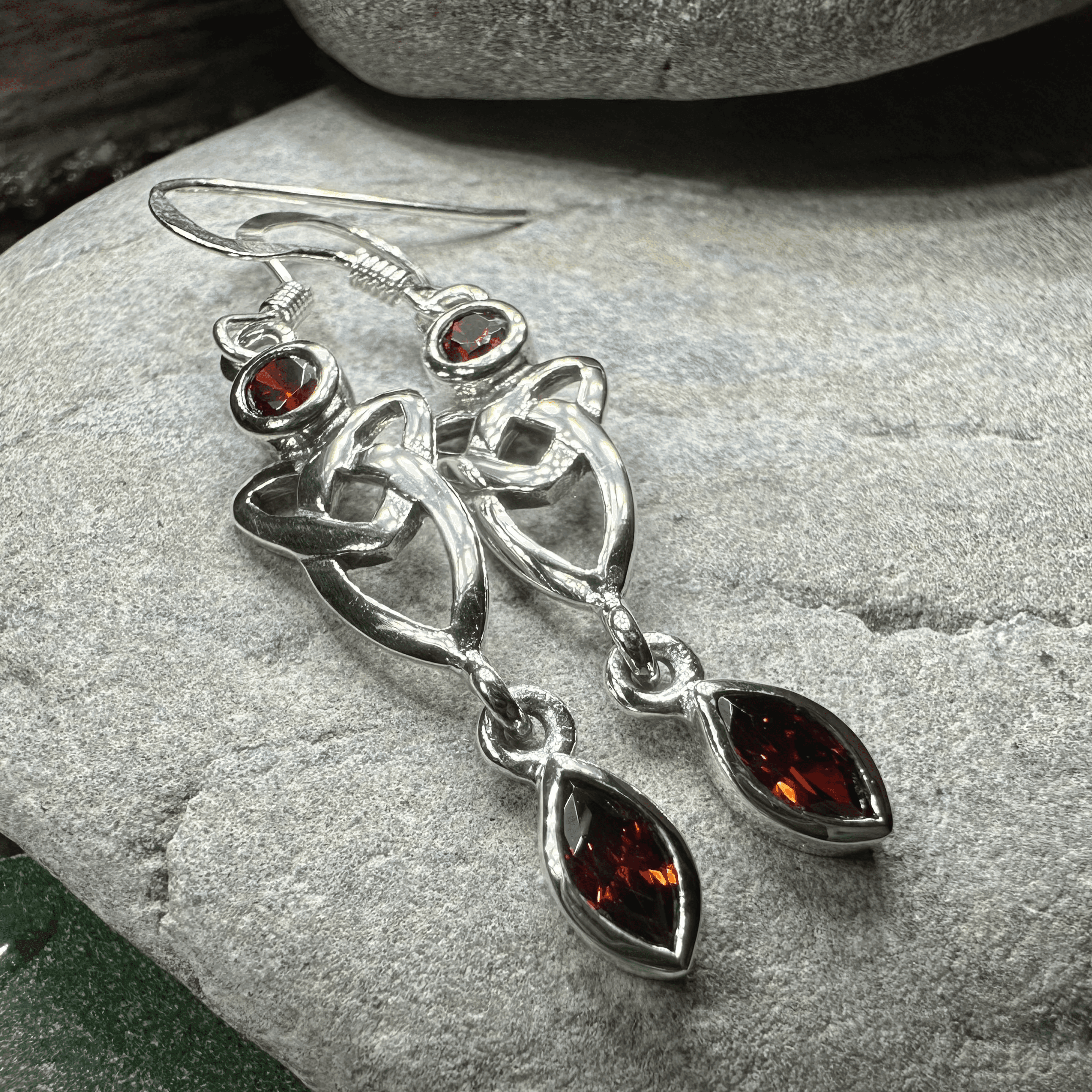 Holyrood Celtic Knot Earrings - Garnet