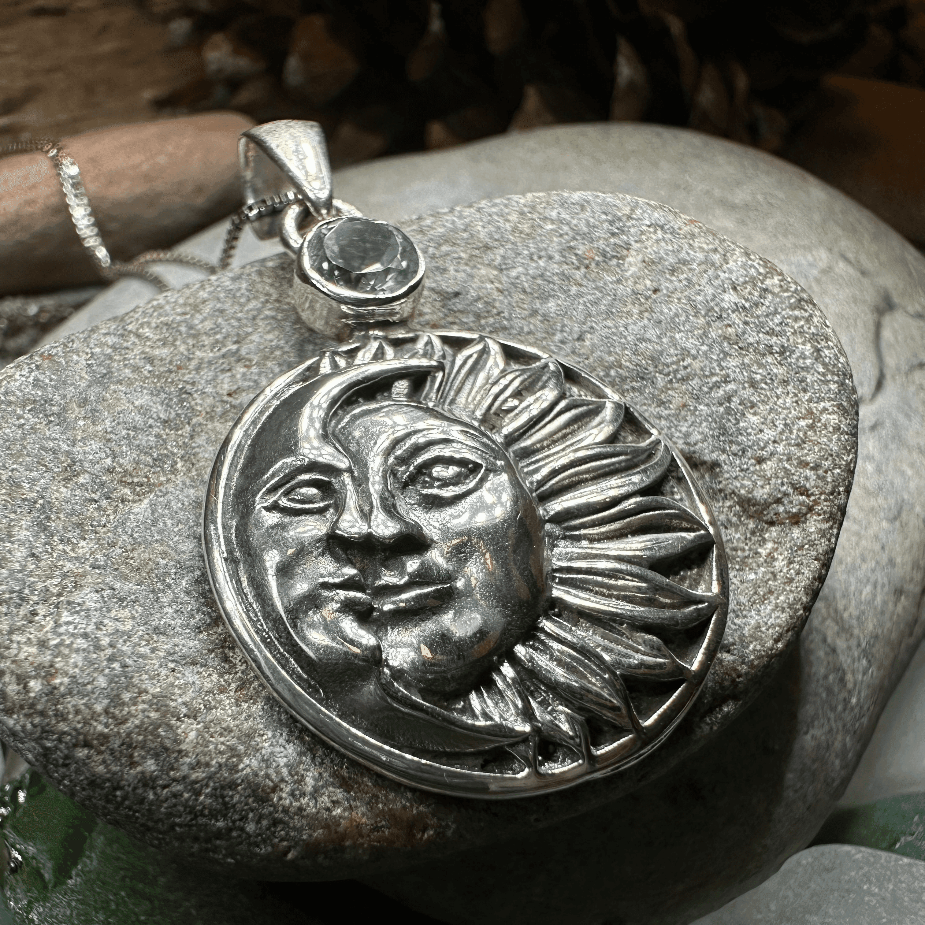 Summer Sun Necklace - Round Blue Topaz