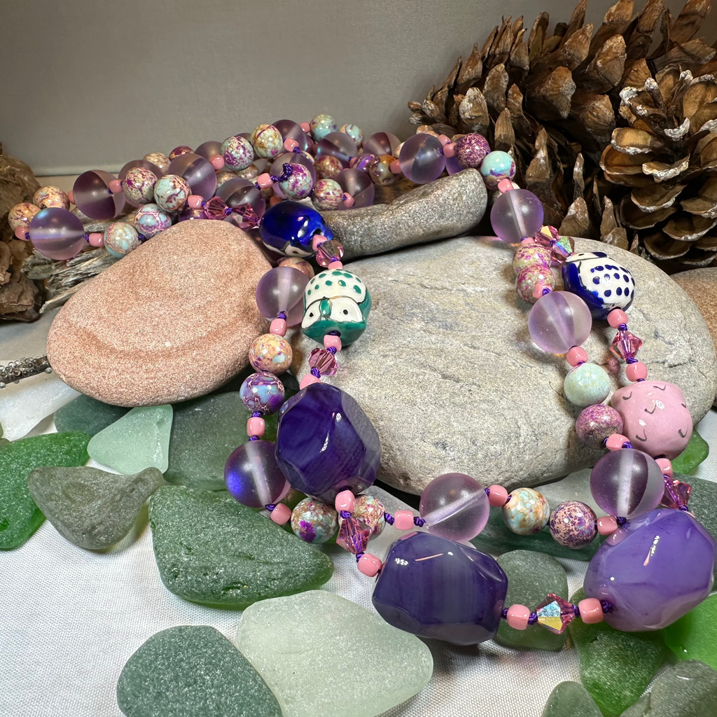 Purple Owl Long Necklace