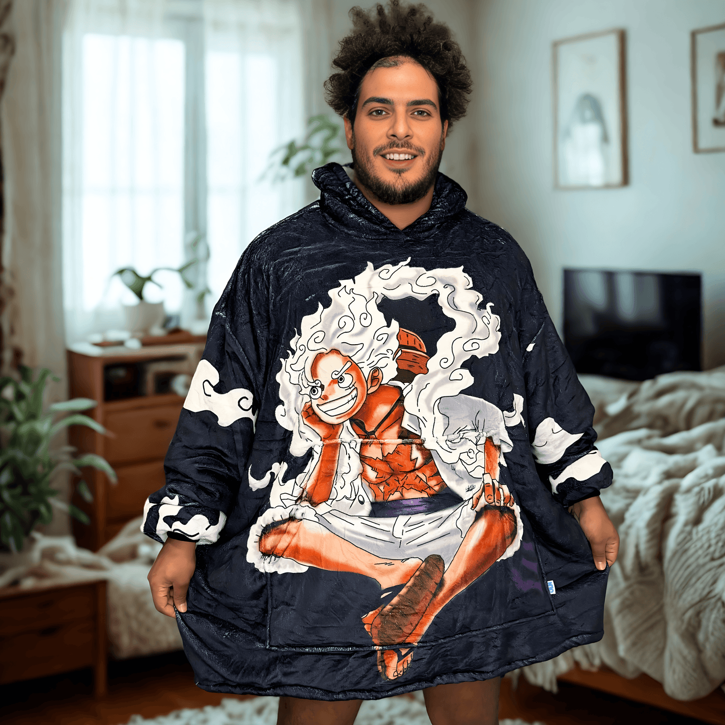 gear 5 Luffy One Piece Wearable Blanket Hoodie for Kids & Adults | OLM Toys - Adult size