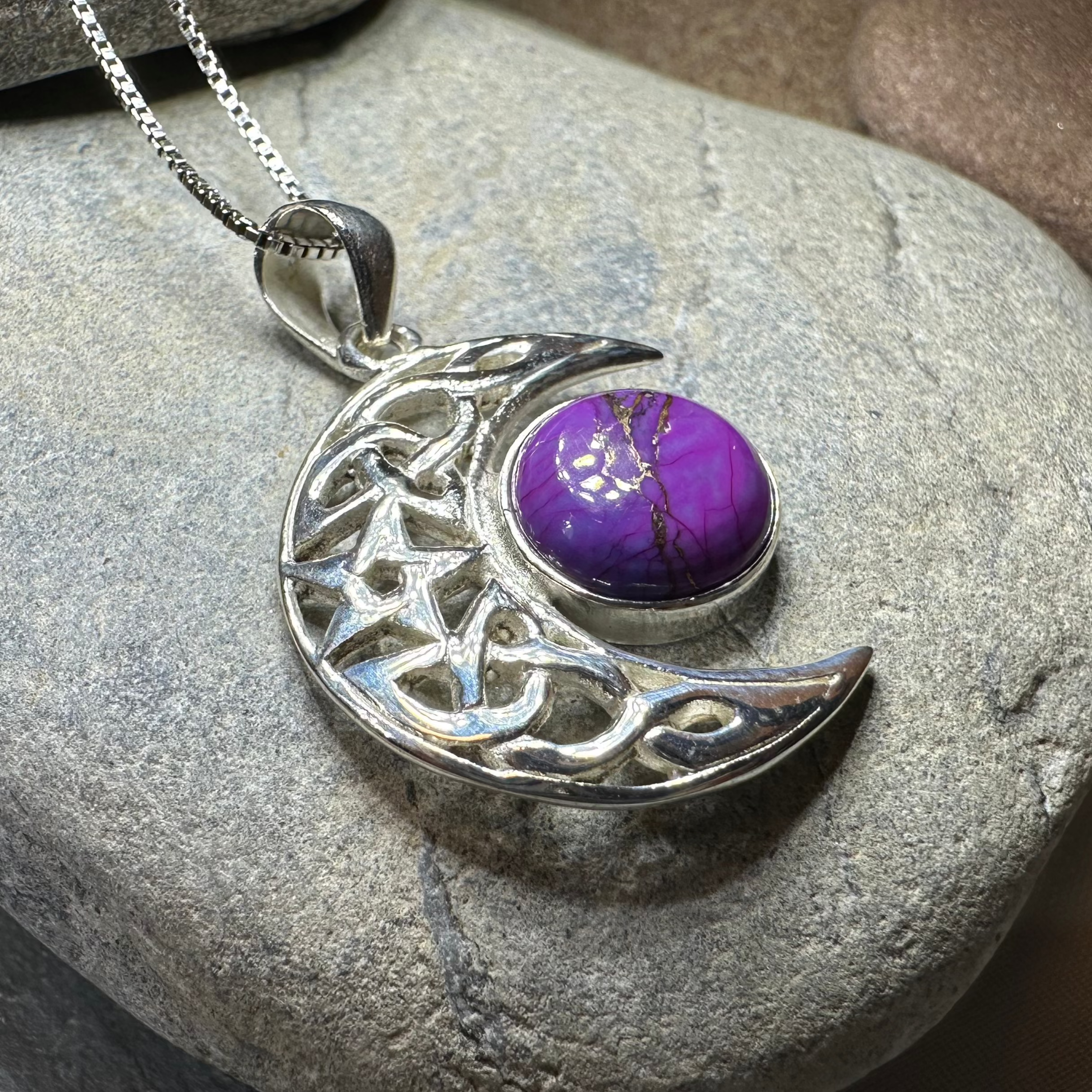 Midnight Celtic Moon Necklace