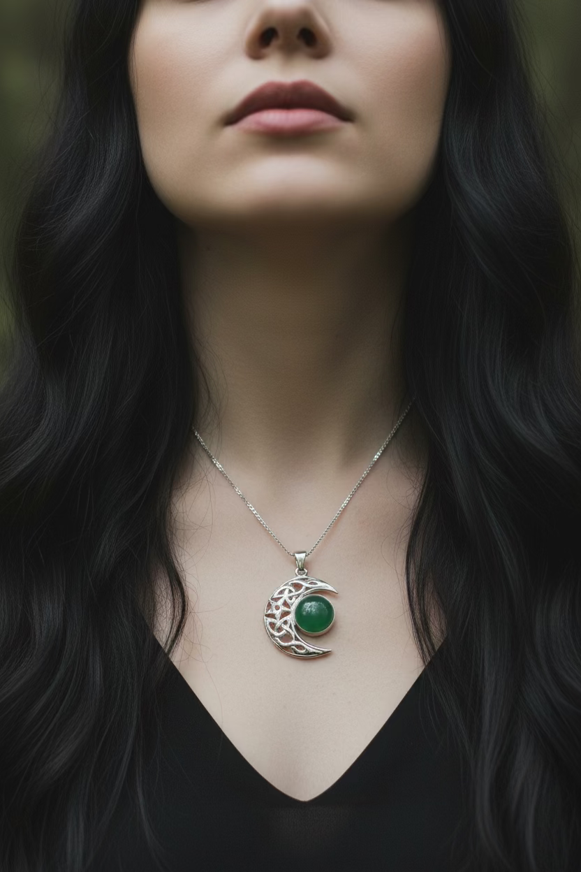 Midnight Celtic Moon Necklace