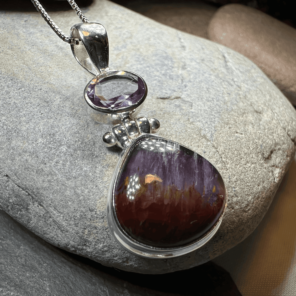 Celtic Amethyst Dusk Necklace - 18 / Square Stone
