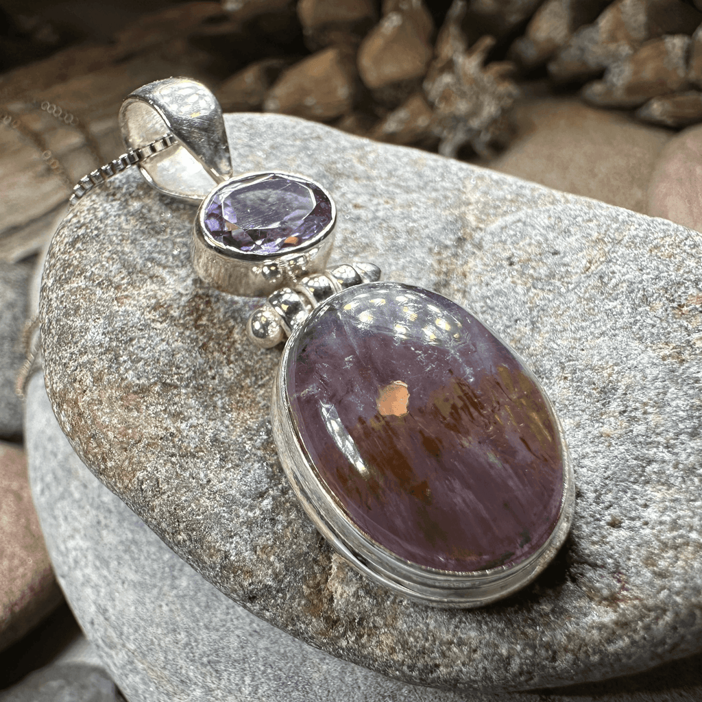 Celtic Amethyst Dusk Necklace - 18 / Square Stone