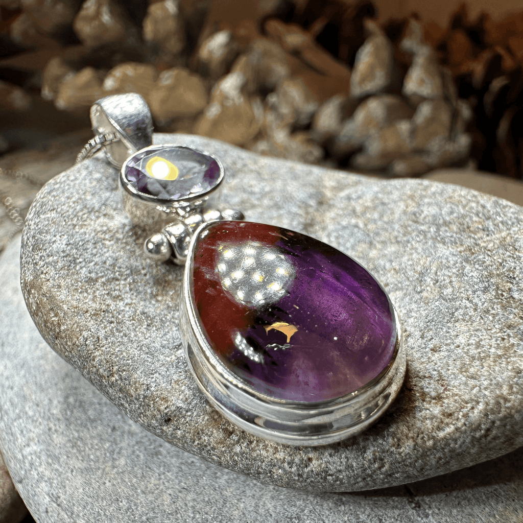 Celtic Amethyst Dusk Necklace - 18 / Square Stone