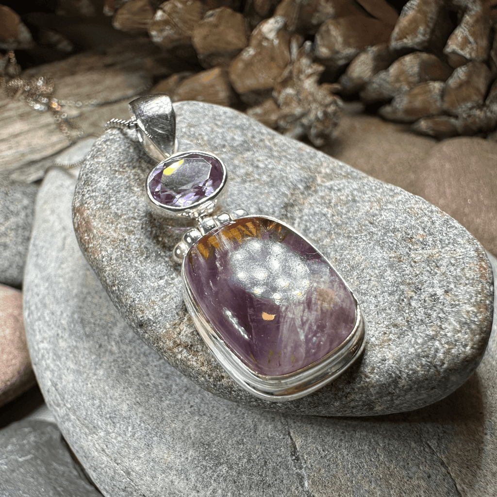 Celtic Amethyst Dusk Necklace - 18 / Square Stone