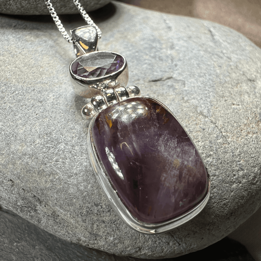 Celtic Amethyst Dusk Necklace - 18 / Square Stone