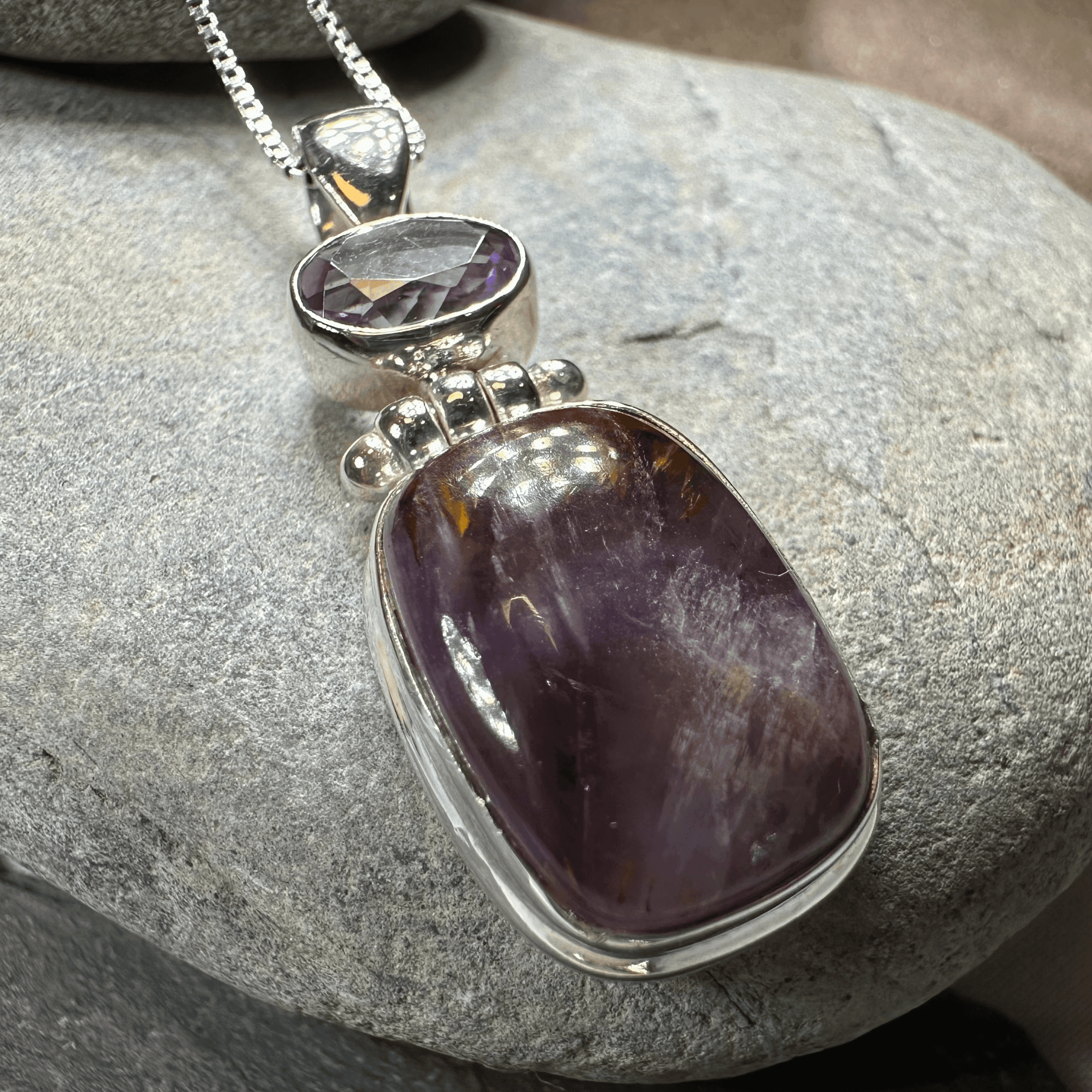Celtic Amethyst Dusk Necklace - 18 / Square Stone