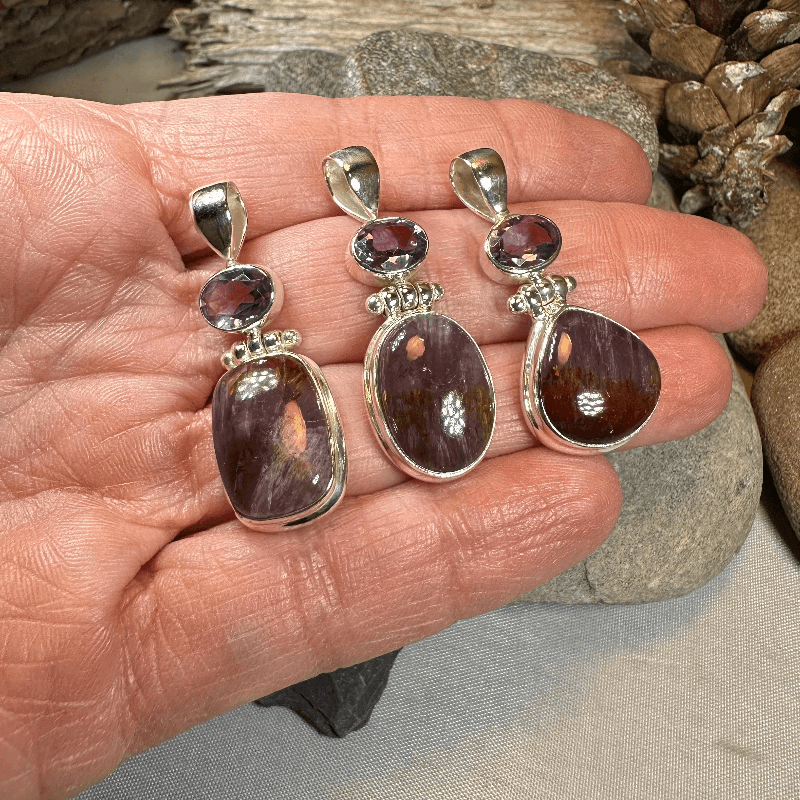 Celtic Amethyst Dusk Necklace - 18 / Square Stone
