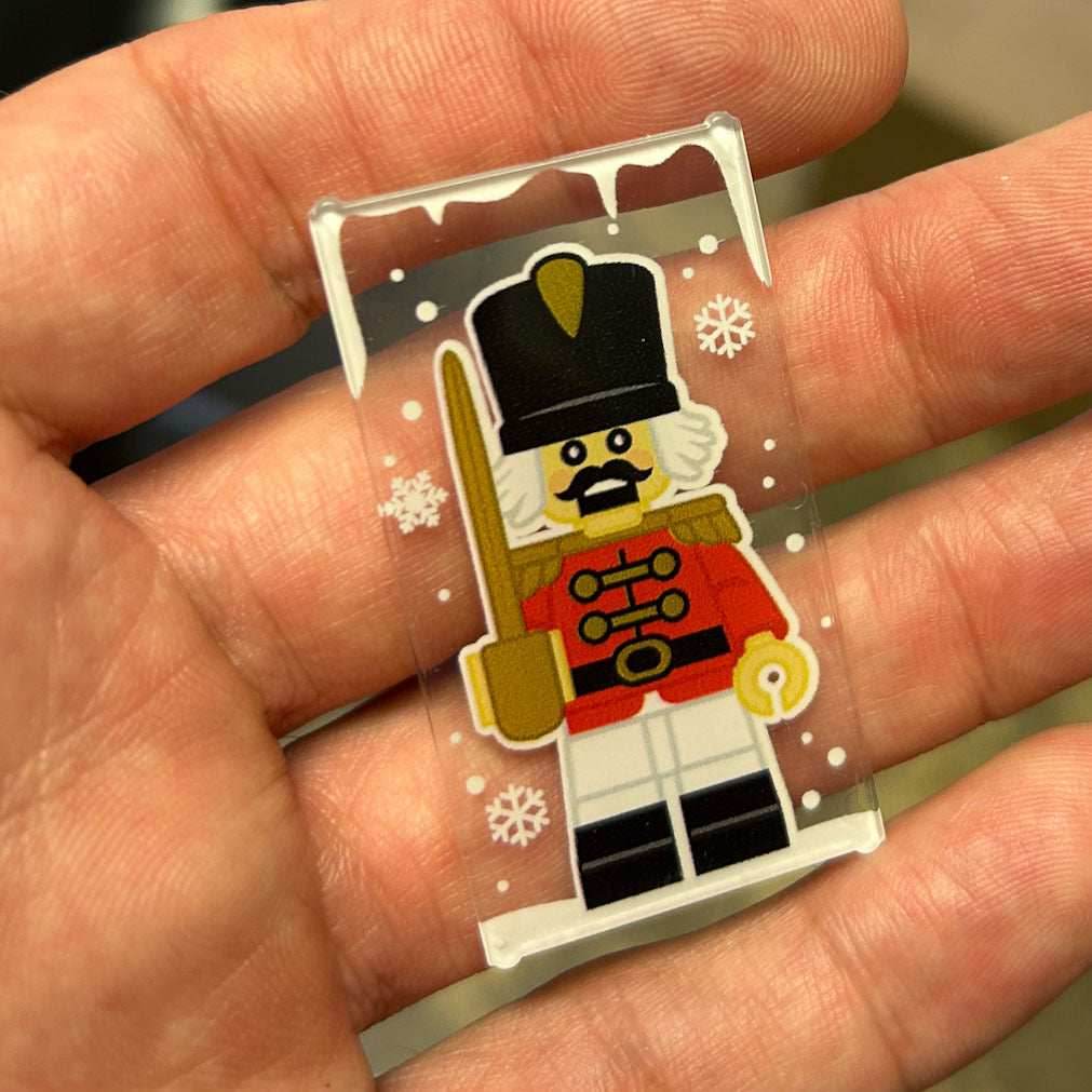 Christmas Nutcracker, Toy Soldier Winter Village 4x6 Glass Window made with LEGO part - B3 Customs - 