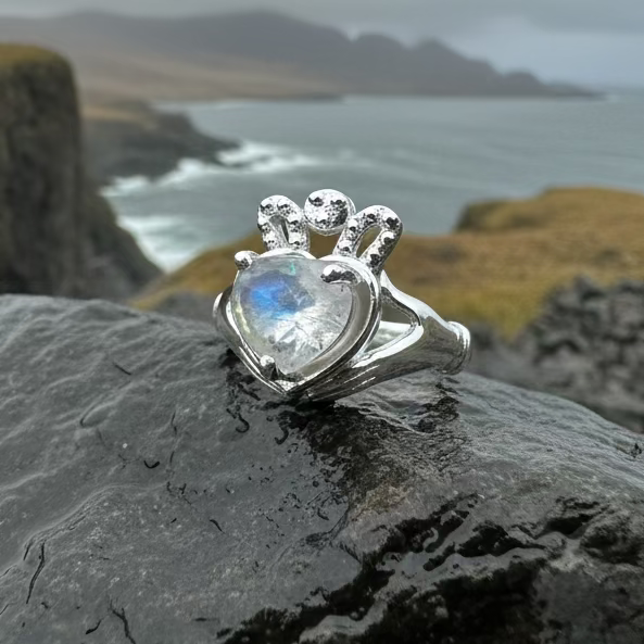 Cherish Moonstone Claddagh Ring
