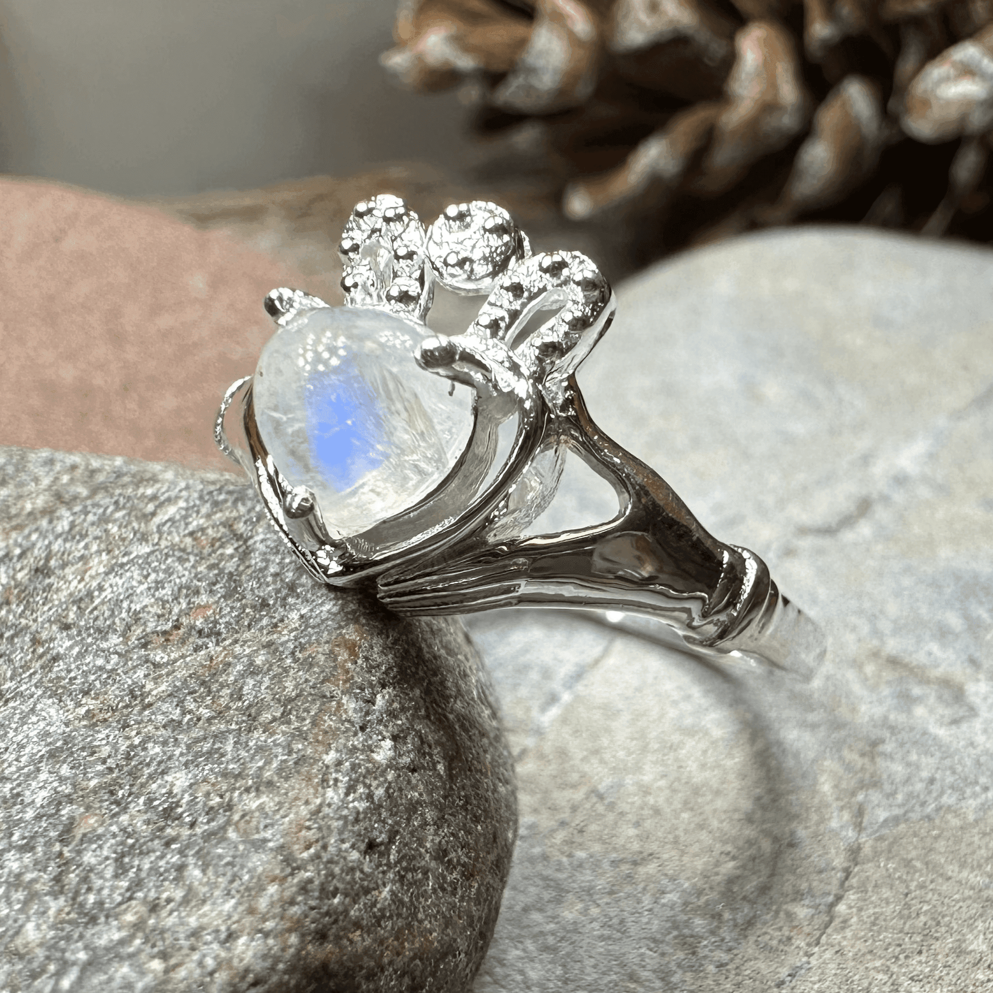 Cherish Moonstone Claddagh Ring - 4