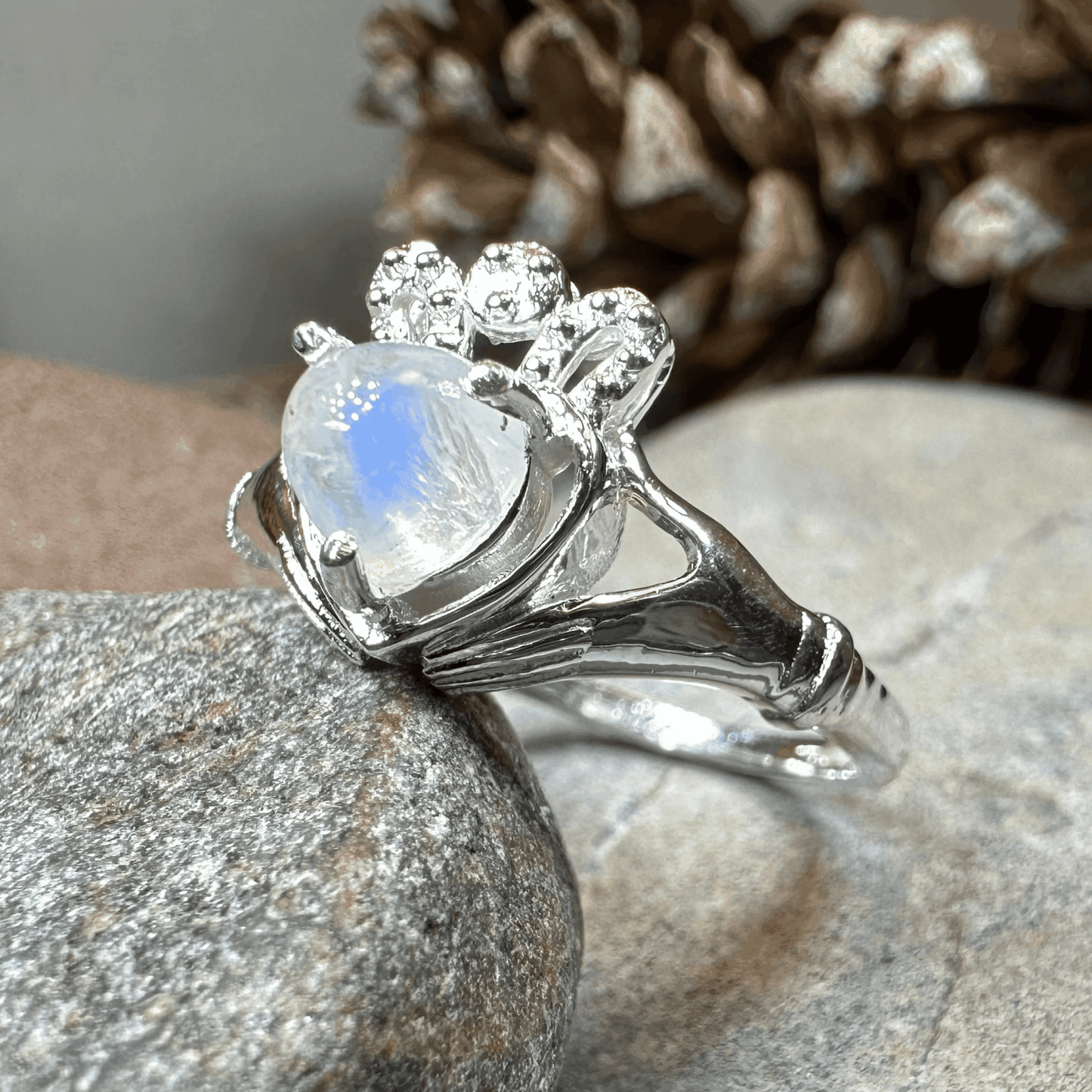 Cherish Moonstone Claddagh Ring - 4