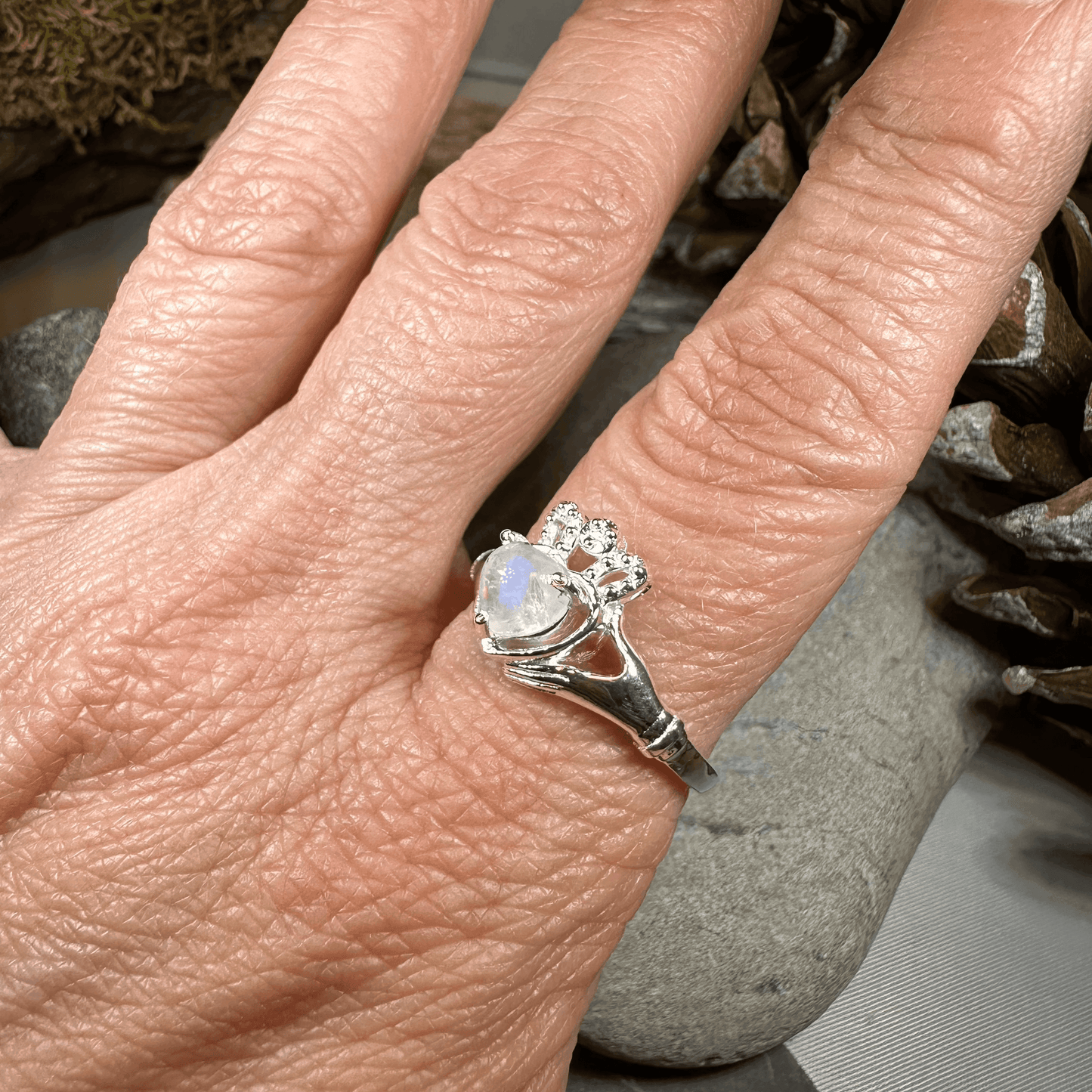 Cherish Moonstone Claddagh Ring - 4