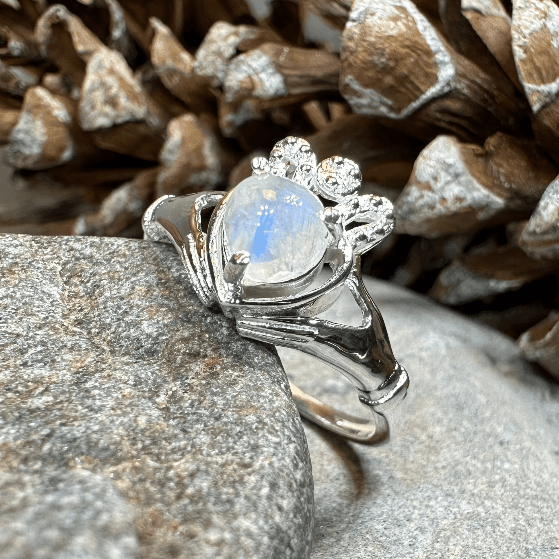 Cherish Moonstone Claddagh Ring - 4