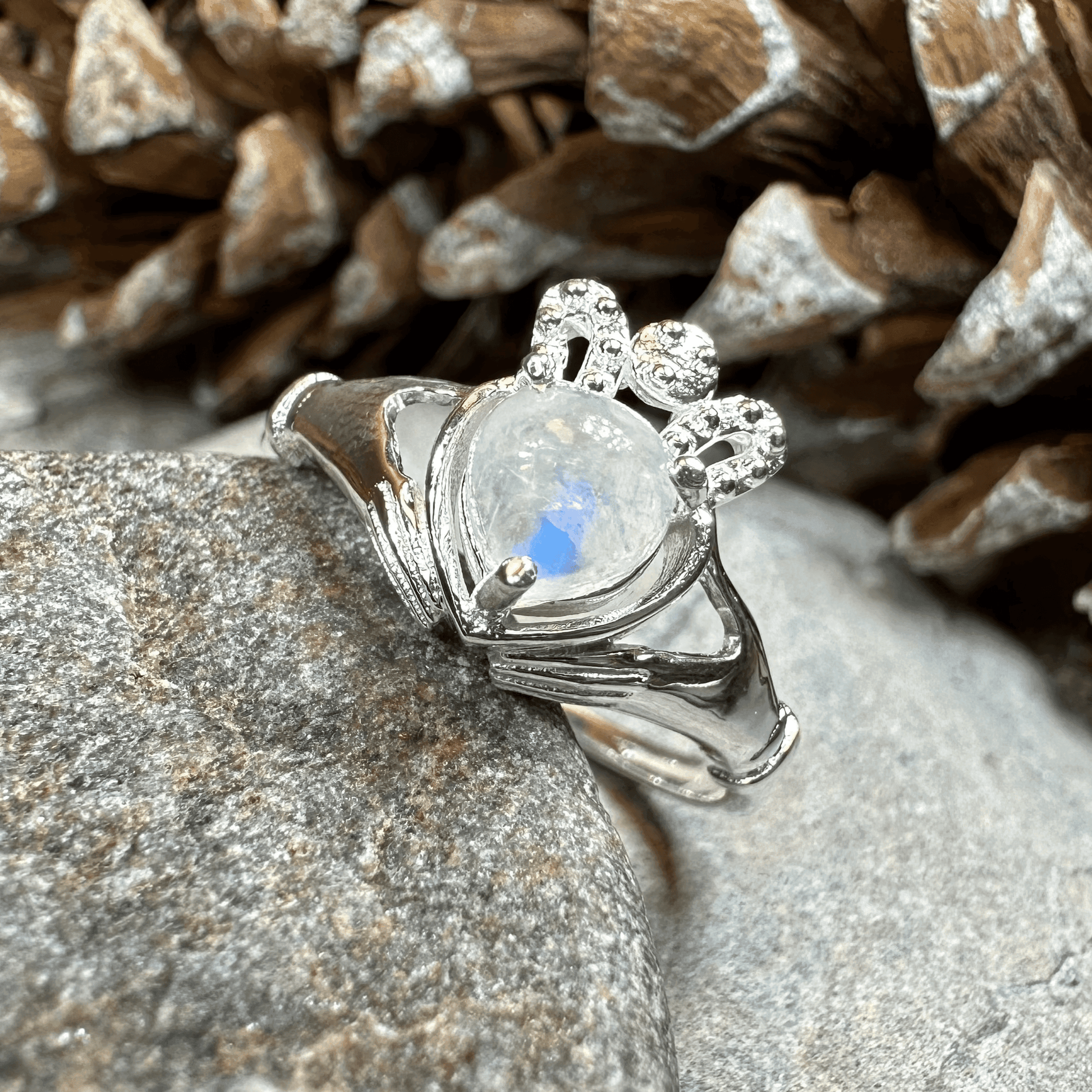Cherish Moonstone Claddagh Ring - 4