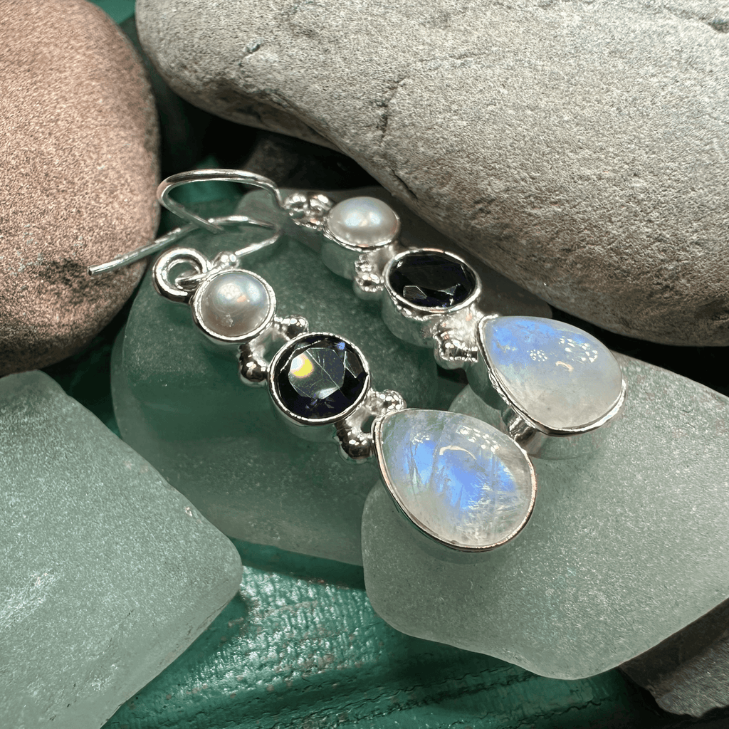 Ava Moonstone Earrings - Amethyst