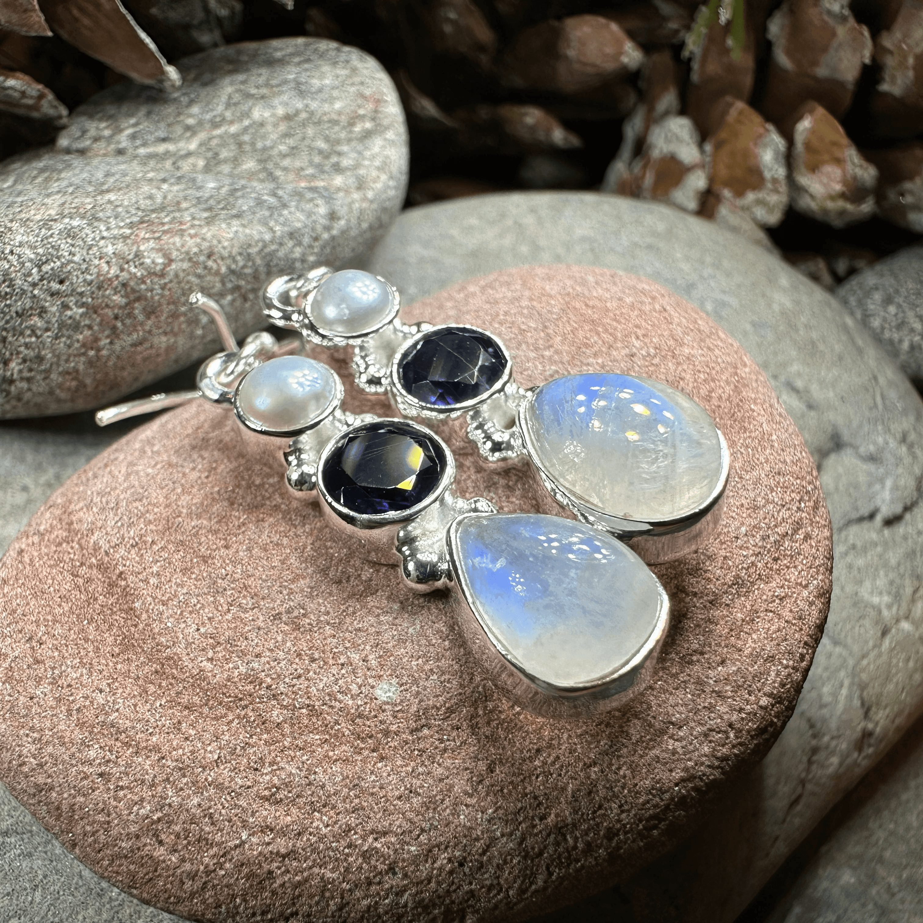 Ava Moonstone Earrings - Amethyst