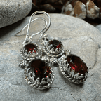 Garnet Romantic Earrings - Faceted