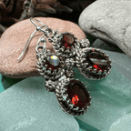 Garnet Romantic Earrings - Faceted