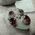Garnet Romantic Earrings - Faceted