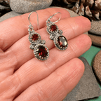 Garnet Romantic Earrings - Faceted