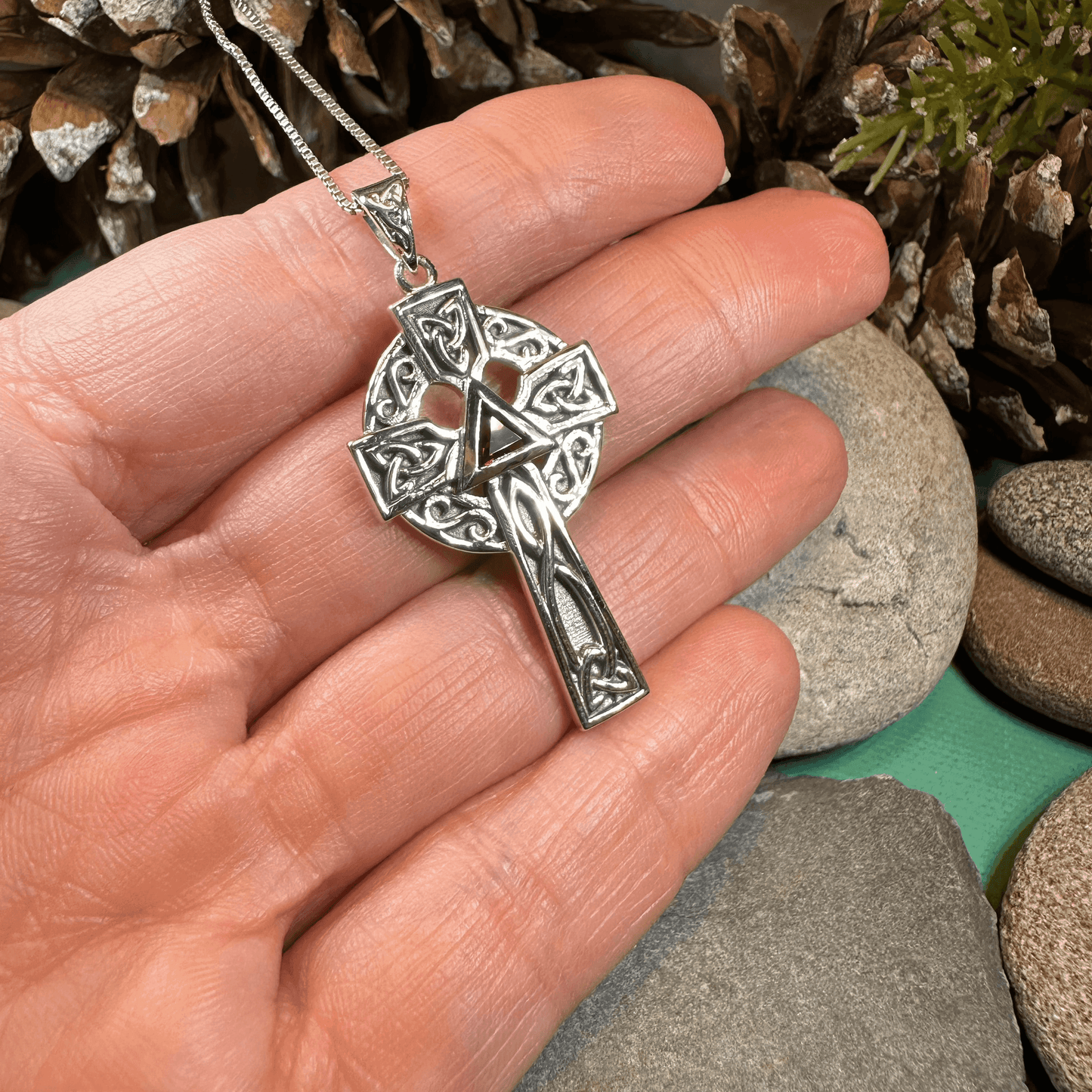 Recovery Celtic Cross Necklace - 18 / Amethyst