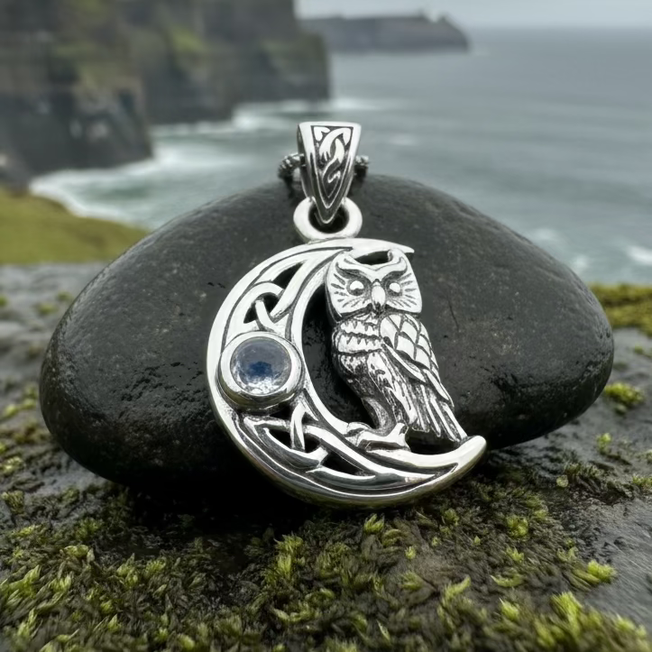 Owl Crescent Moon Necklace
