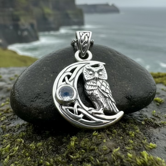 Owl Crescent Moon Necklace