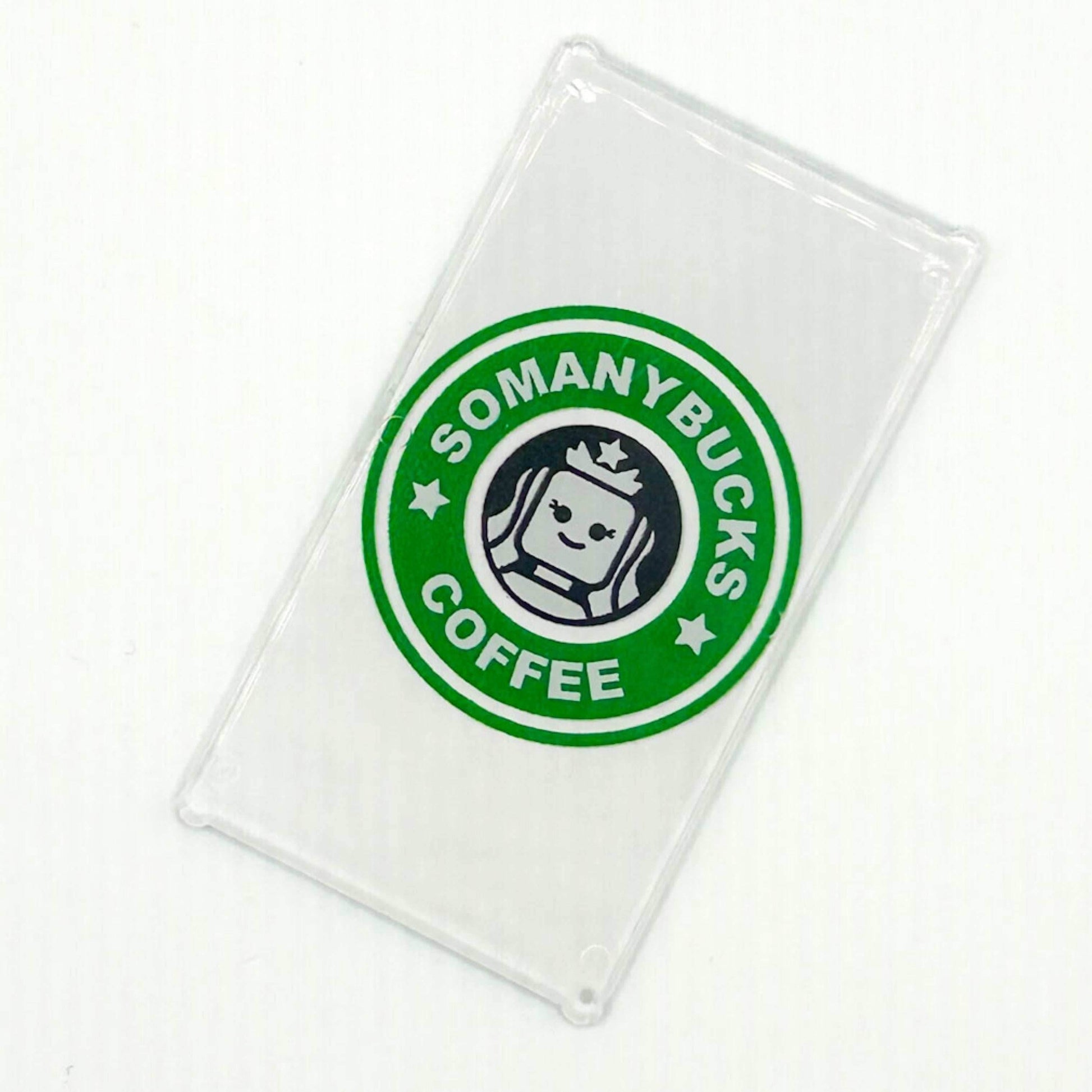 Somanybucks Coffee 4x6 Glass Window Sign made with LEGO part - B3 Customs - 