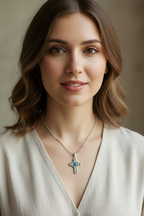 Rhys Opal Celtic Cross Necklace