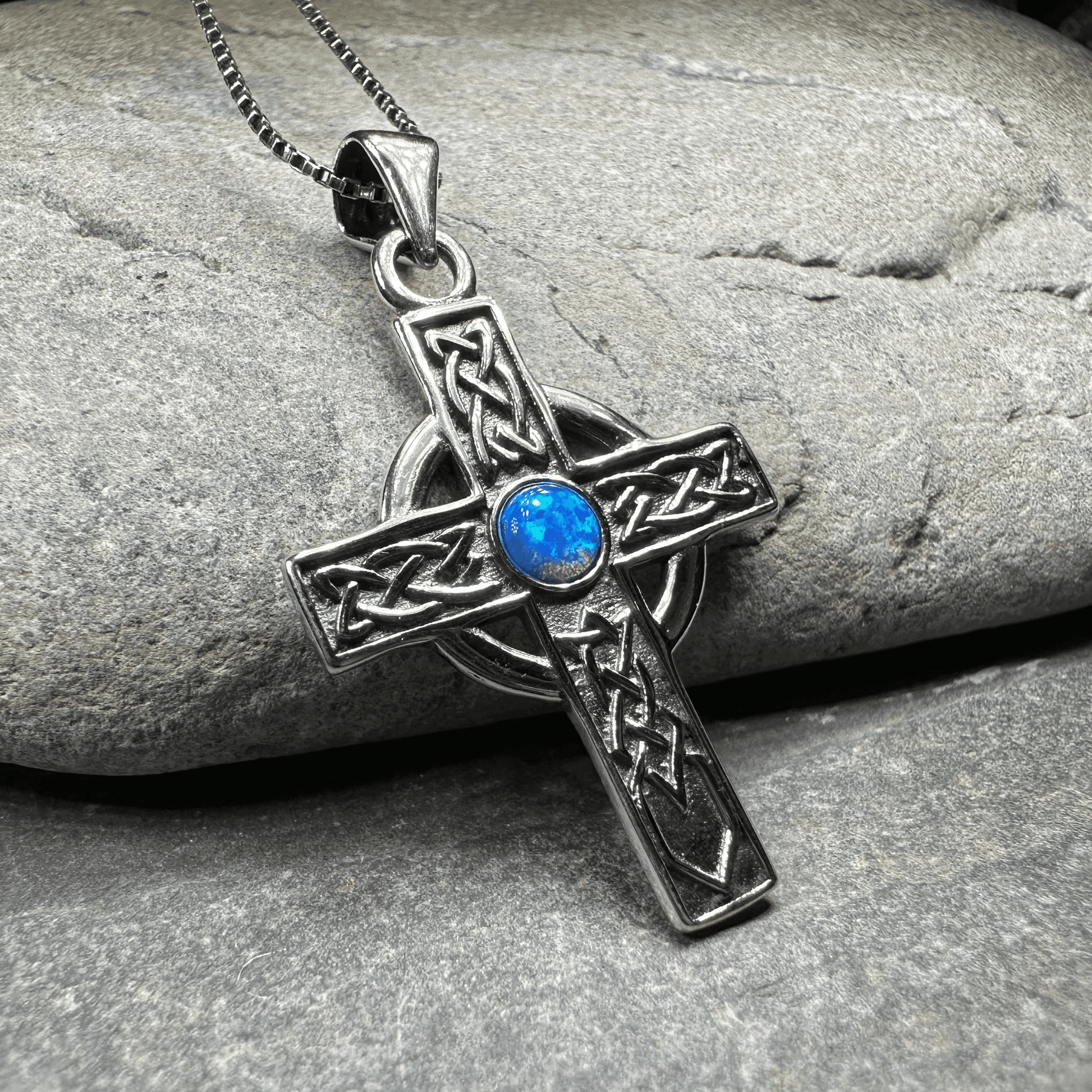 Rhys Opal Celtic Cross Necklace - 18
