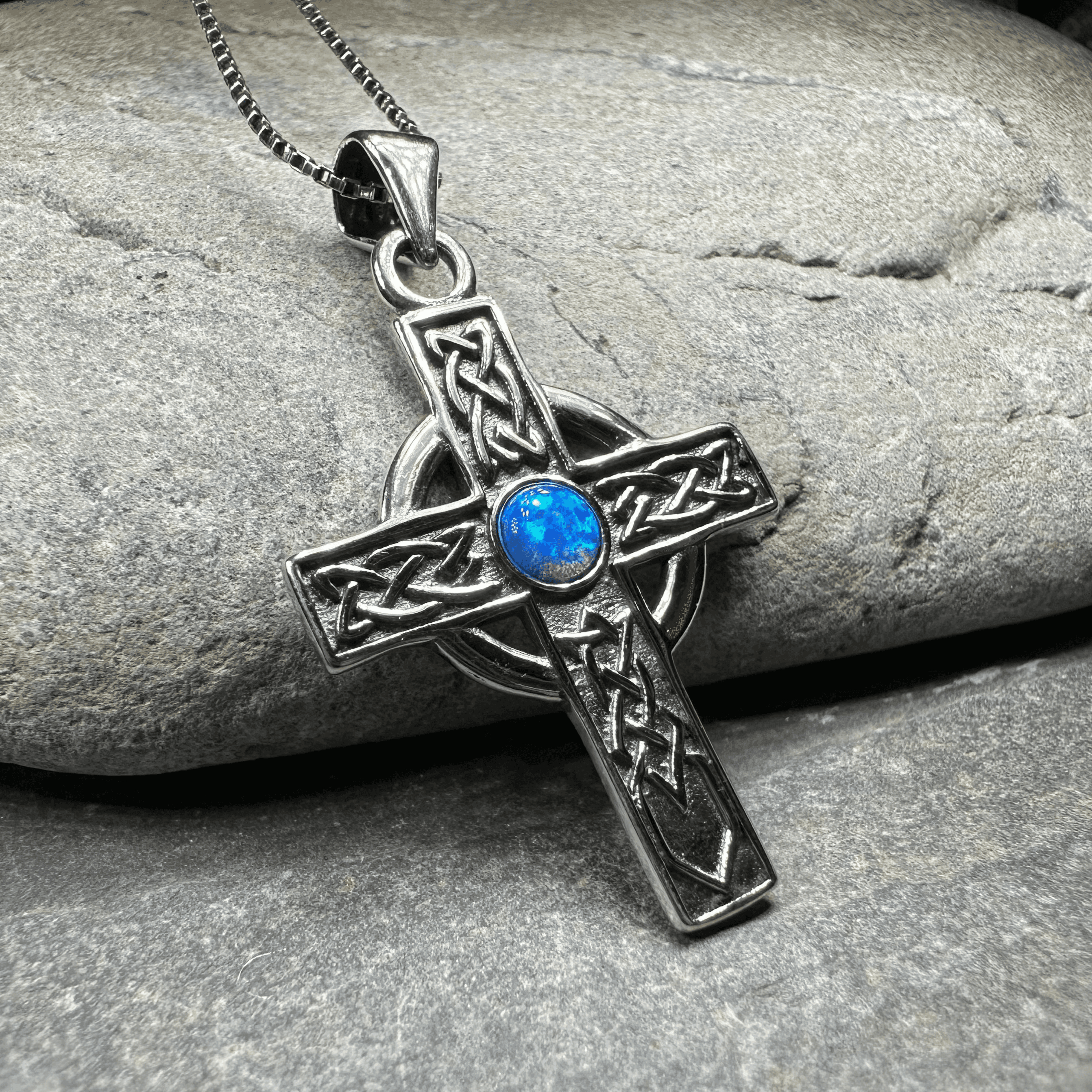 Rhys Opal Celtic Cross Necklace - 18