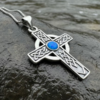 Rhys Opal Celtic Cross Necklace