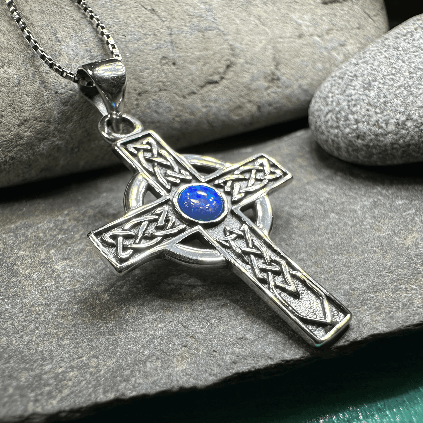 Rhys Opal Celtic Cross Necklace - 18