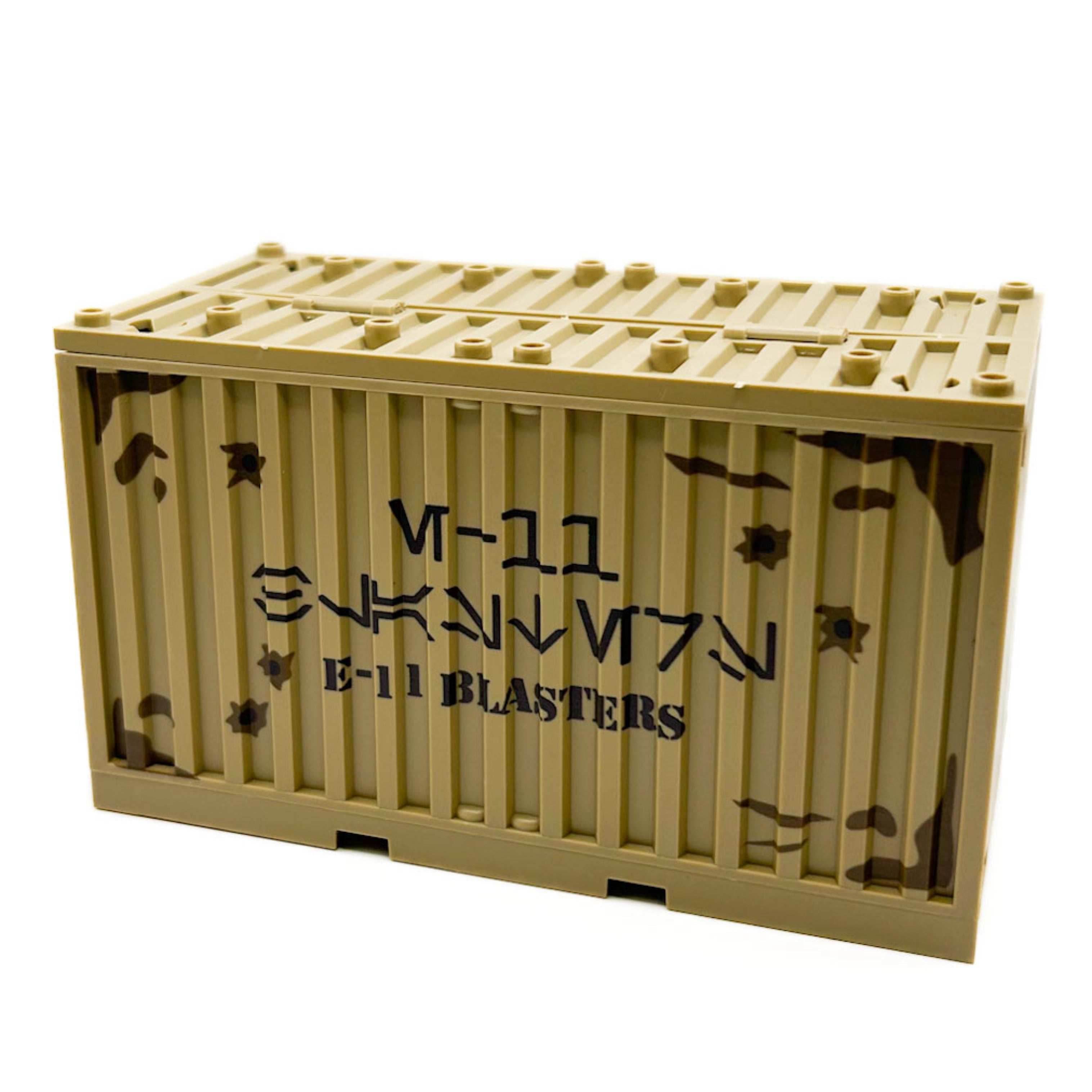 Custom Printed E-11 Blasters Imperial Cargo Shipping Container - LEGO Minifig Scale, Compatible - 