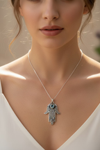 Blue Dream Hamsa Hand Necklace